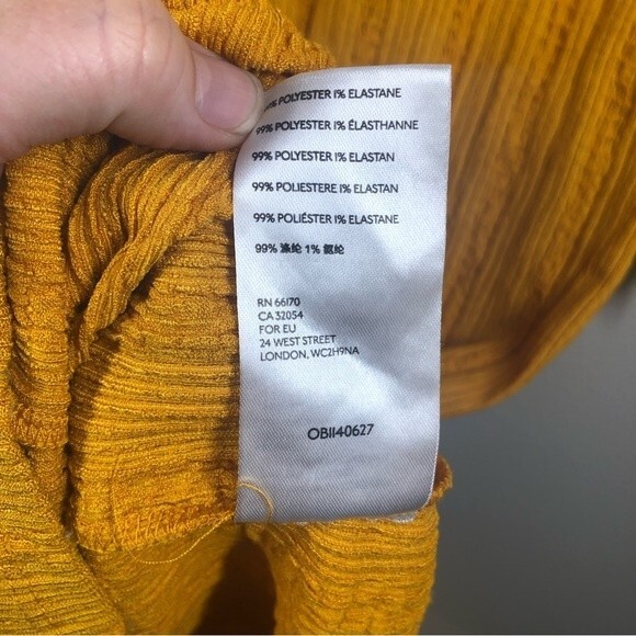 Free People Beach Aster Long Sleeve Collar Tee Dress Marigold Caftan Cover XS - Picture 10 of 10